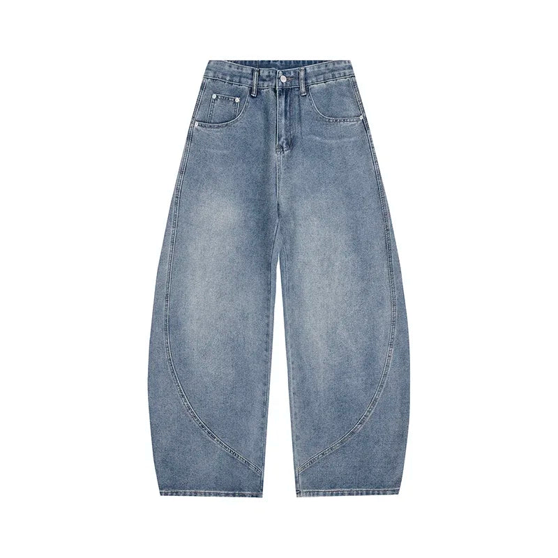 Men's Baggy Lantern Wide Leg Jeans Vintage Washed Denim Pants Loose Streetwear Casual Trousers for Spring Autumn Daily Outdoor