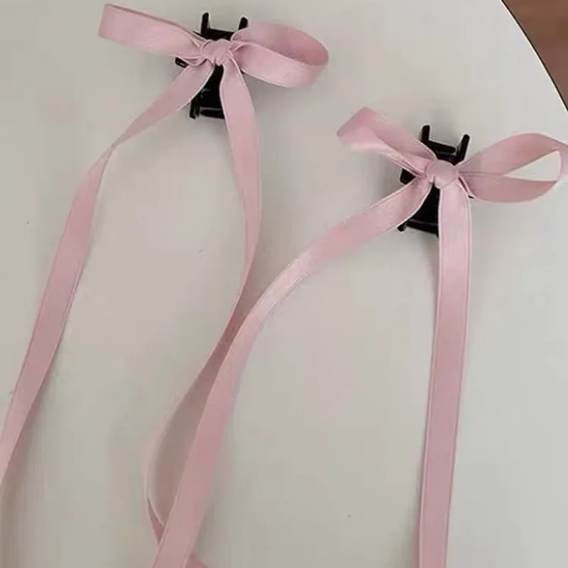 2pcs cute ribbon hair clip claw for girls pink bow hairclip women small clip claw Sweet Bowknot Barrettes Y2K Accessories