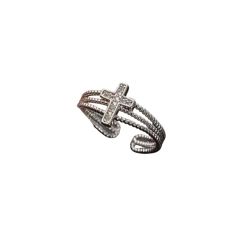 Y2K Style Vintage Cross Open Rings for Women Hypoallergenic Non-Fading Fashion Jewelry Gift for Teens Girls