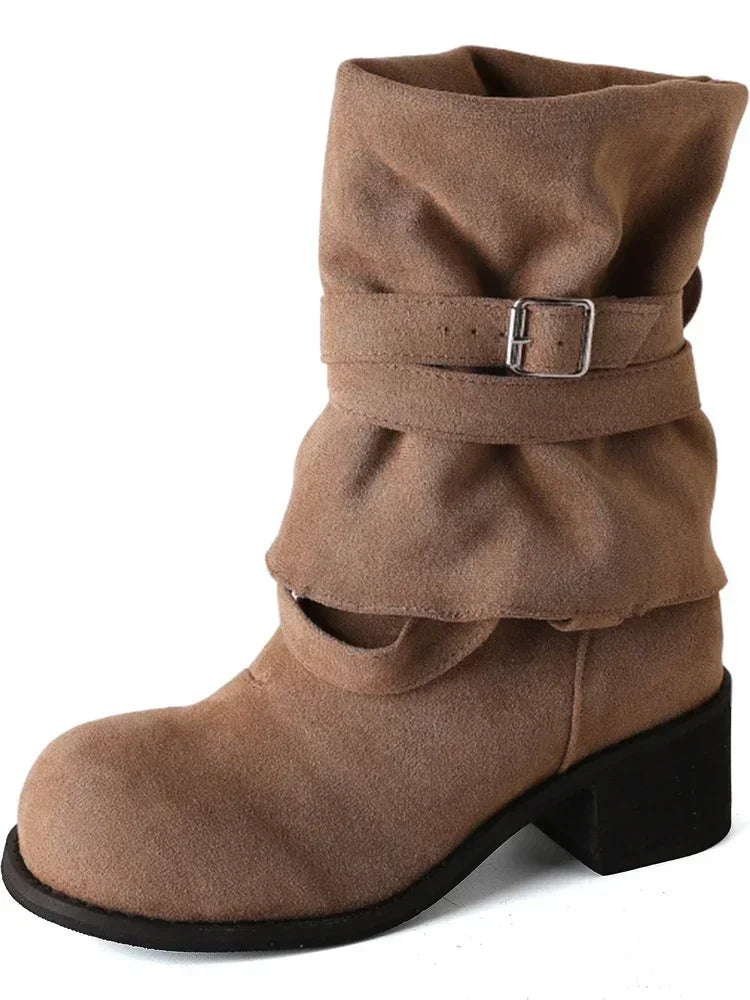 Retro pile boots Western cowboy boots Summer 2025 new high boots Spring and Autumn boots