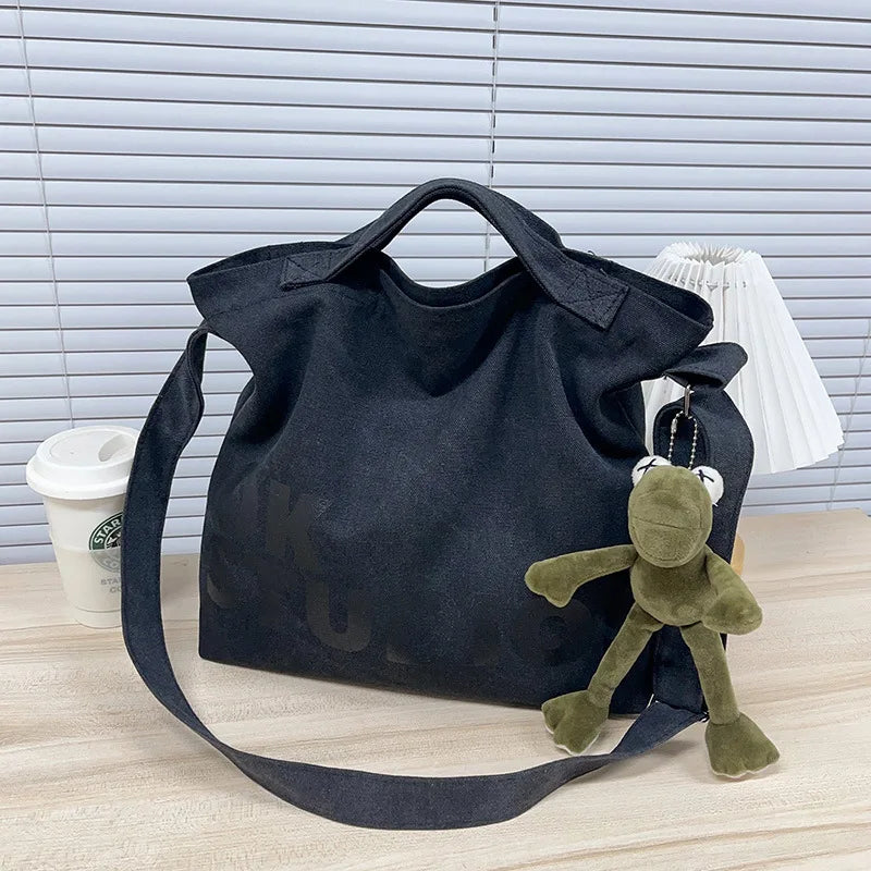 New Thickened Washed Canvas Bag, Korean Women Handbag Shoulder Bag, Large Capacity Women's Shopping Bags, Student School Bags