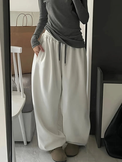Y2K Women Korean American Streetwear Wide Leg Sweatpants Baggy Oversized Pants High Waist Grunge Joggers Casual Trousers Clothes