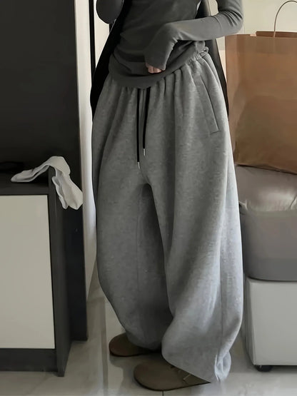 Y2K Women Korean American Streetwear Wide Leg Sweatpants Baggy Oversized Pants High Waist Grunge Joggers Casual Trousers Clothes