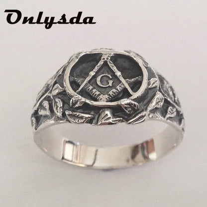 Stainless Steel Men Rings Masonic Freemasonry Punk Rock Hip Hop for Biker Male Boyfriend Jewelry Creativity Gift Wholesale