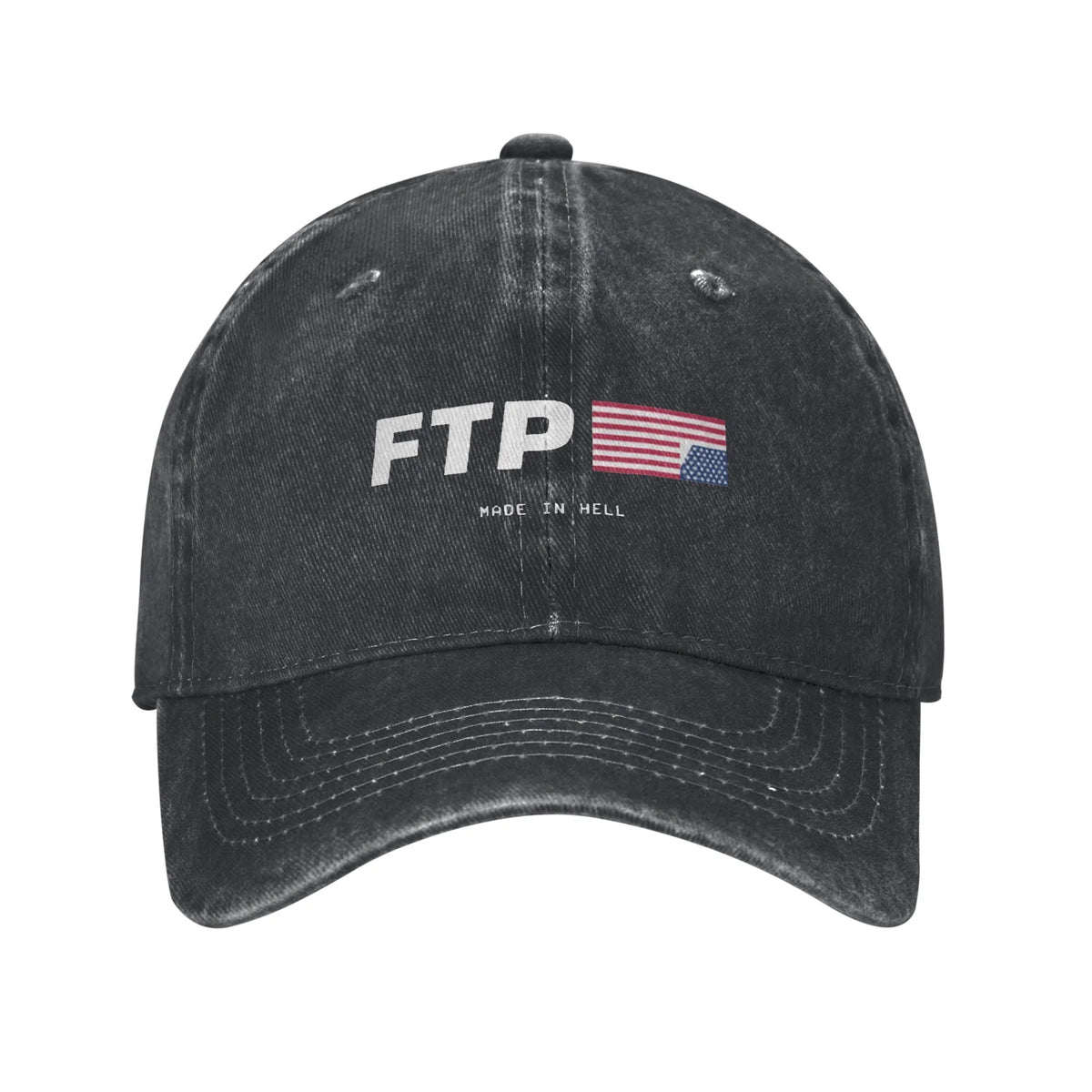 Y2K FTP Made In Hell Personalized Retro Cowboy Washed Baseball Caps Man  Denim Sunscreen Hat Female Camping Snapback Cap