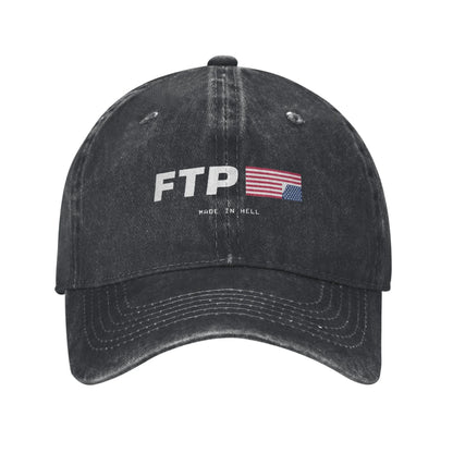 Y2K FTP Made In Hell Personalized Retro Cowboy Washed Baseball Caps Man  Denim Sunscreen Hat Female Camping Snapback Cap