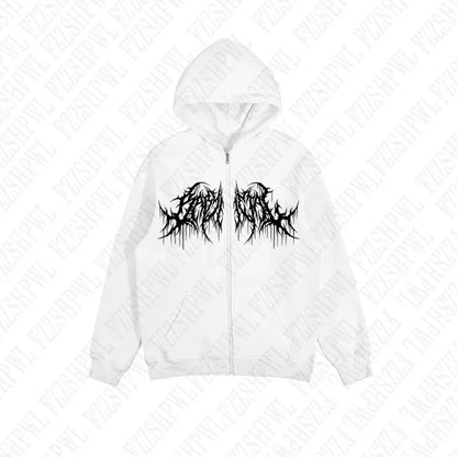 Y2K hoodie, men, clothes with graphic prints, hip hop style, gothic, gothic, long sleeves, winter, high street