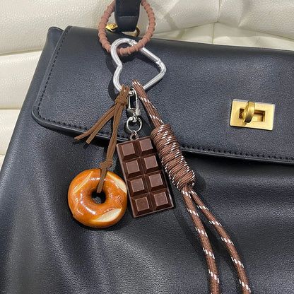 Keychain Cute Bread Car Backpack Pendant Decoration Nylon Woven Suitable for Students, Couples, Key Hooks