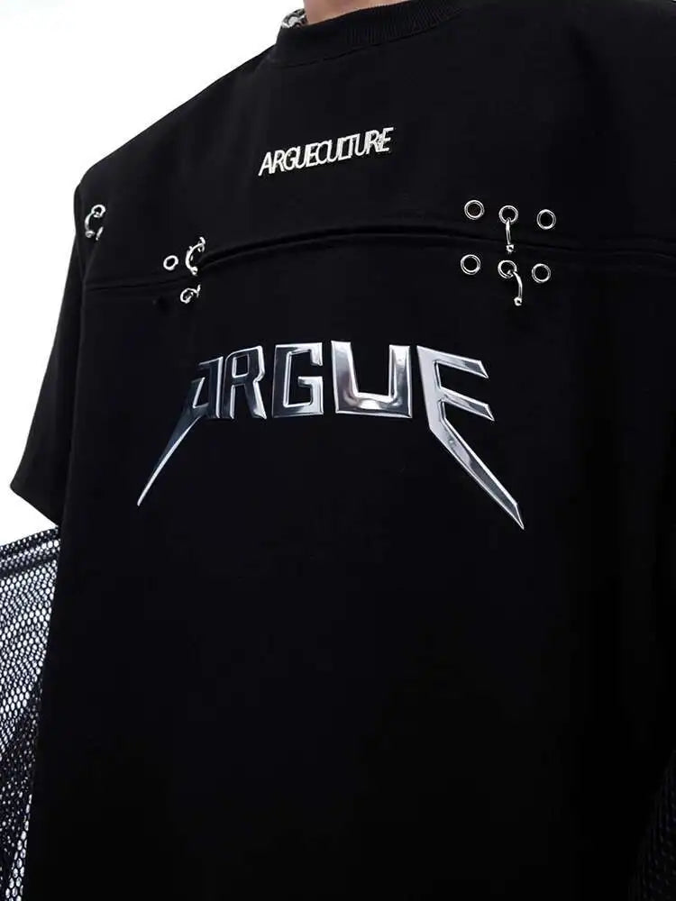 LUZHEN Fashion New Original Gauze Splicing Design Long Sleeve T Shirts Men's 2025 Trendy Niche High Quality Casual Tops LZ3975