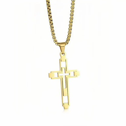 Popular Cross Pendant Necklace for Men: Unique, Simple, Hip-Hop, Fashionable, Openwork Design.