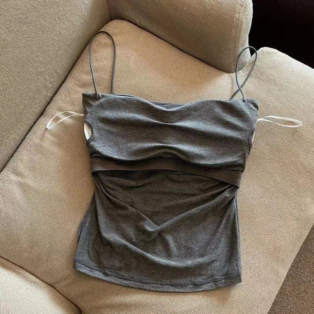 Tank Tops Women With Built In Bra Spaghetti Strap Tanks For Woman Solid Color Casual Summer Camis Female Korean Style Dropship