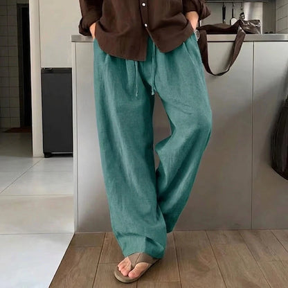 Mens Casual Cotton Linen Baggy Pants Loose Fit Wide Leg Straight Trousers Breathable Lightweight Autumn Sport Sweatpants for Men