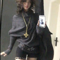 Y2k Streetwear Solid Casual Pullovers Sweaters Chic Subculture Sweaters 2000s Korean Fashion Slim Batwing Sleeve Autumn Jumpers