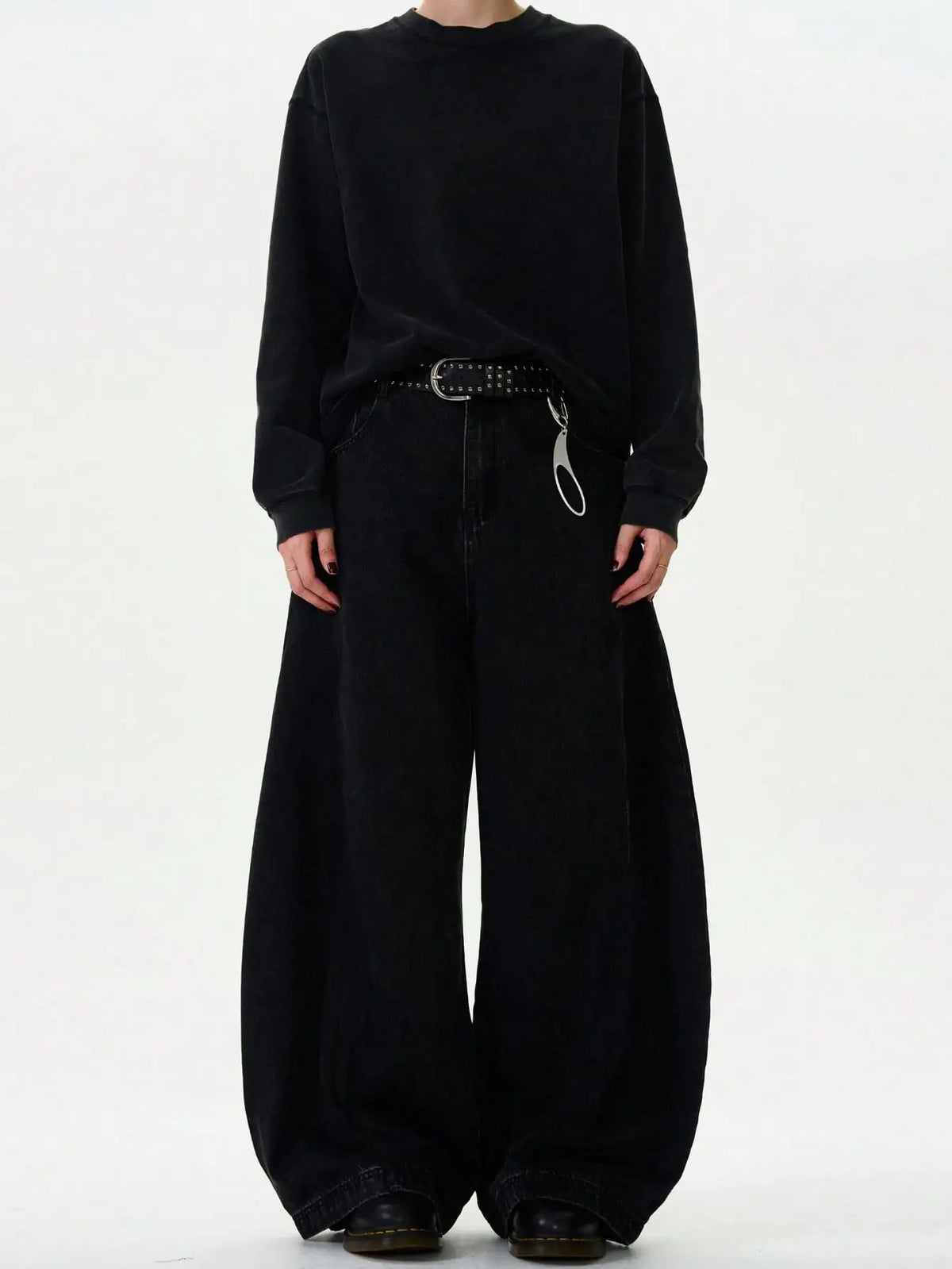 High Streets Spring Summer Men's Jeans Baggy Wide Leg Curved Knife Denim Pants Loose Solid Color Male Trendy Trousers
