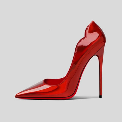 New 12cm pointed black high heels for women with slim heels, versatile and sexy, light mouth plus size single shoes 33-46