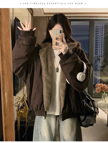 Winter Women Jacket Coats Parkas Female Double-sided Cotton Hooded Overcoat Thick Warm Jackets Windproof Casual Snow Outerwear