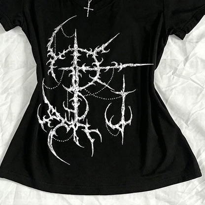 Y2k Emo girl Gothic Punk Sexy And Slim Tees Tops Vintage Street Women Clothing Grunge Trashy Y2k Style Clothes Slim Tees Top 90s
