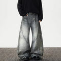 Spring And Autumn Vintage Smoke Grey Curved Knife Jeans For Men Casual Loose Straight Leg Pants Flared Pants Pants