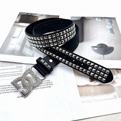 Y2K Waist Belt Luxury Women's Rhinestone Punk Belt, Hot Girl Fashion Studded Leather Embellished Decor, Unique Style
