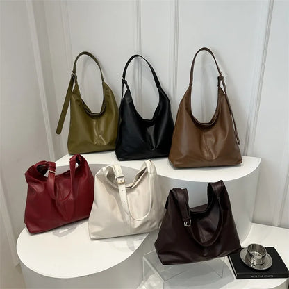 Large capacity commuting new winter popular 2025 solid color simple versatile fashion high sense texture casual single shoulder