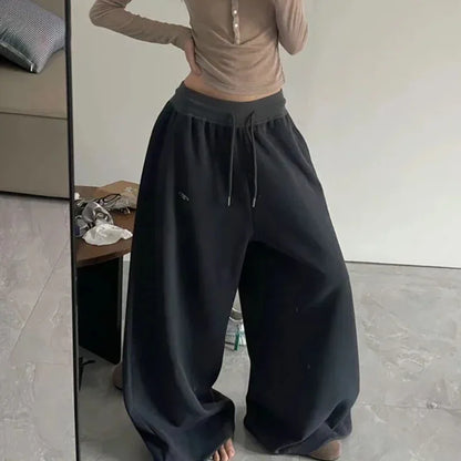 Y2K Vintage Baggy Sweatpants Women Autumn New Korean Loose Wide Leg Pants Streetwear Casual Zipper Fly Female Trousers 2025 New