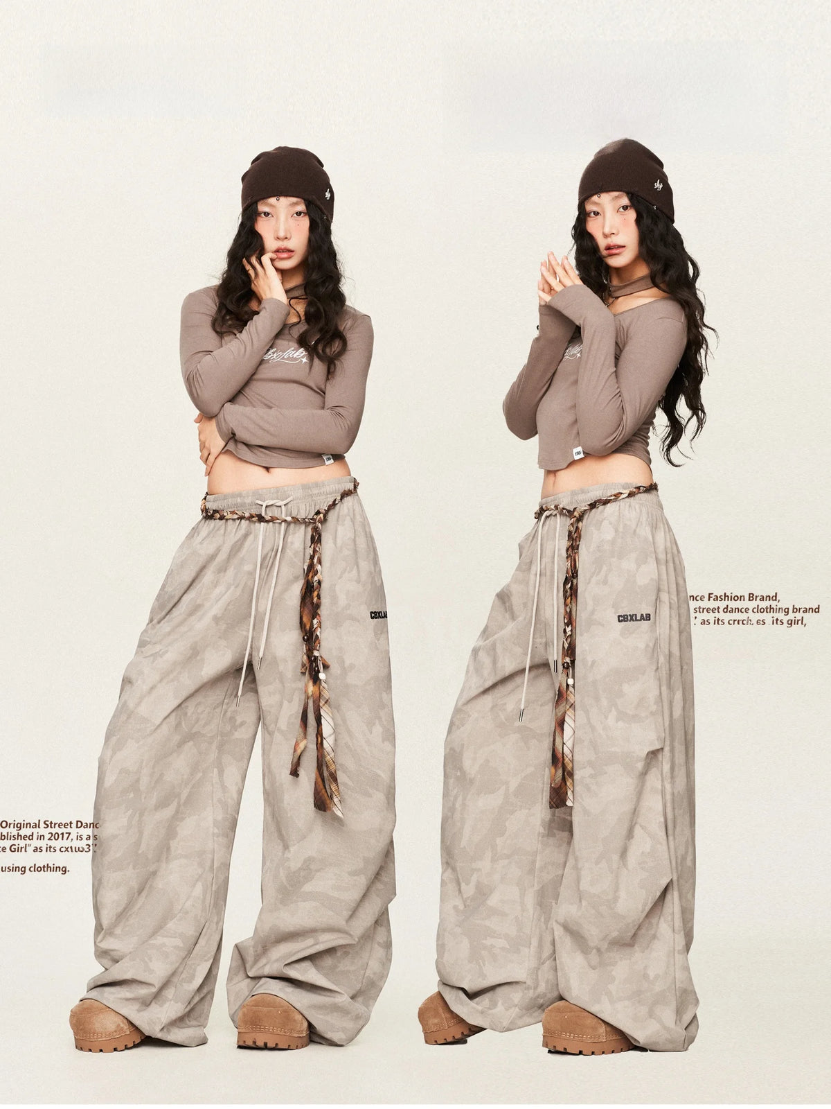 CBXLAB Street Dance Casual Long Pants Hot Girl Long Sleeve Women's Fashion Brand Desert Roamer American Hip Hop Loose Fit