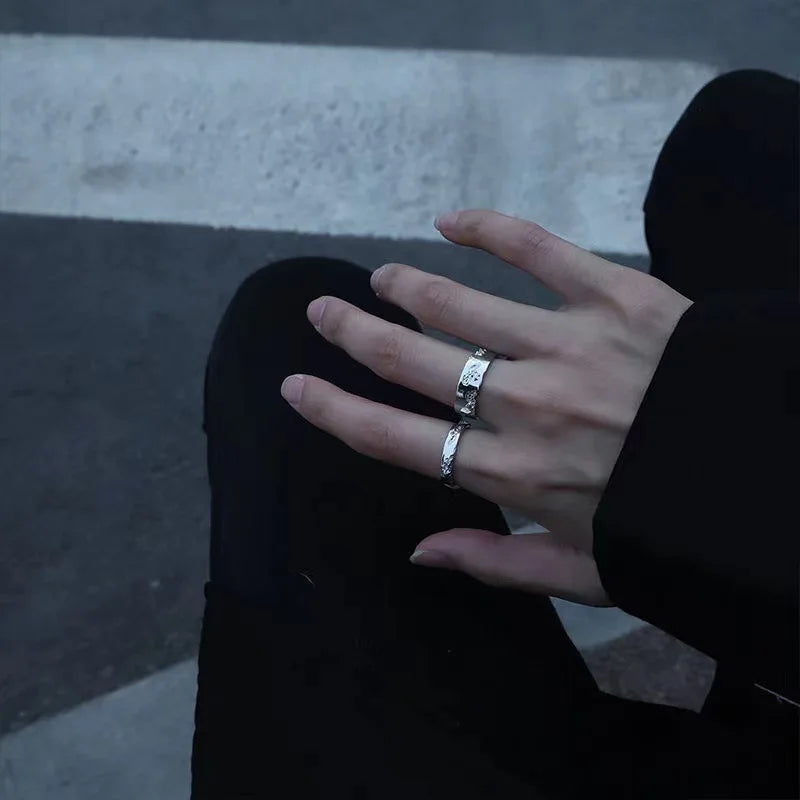 GUFTM Korean Irregular Rings Rhinestone Natural Stone Wedding Engagement Rings Adjustable Y2K Rings Aesthetic Jewelry