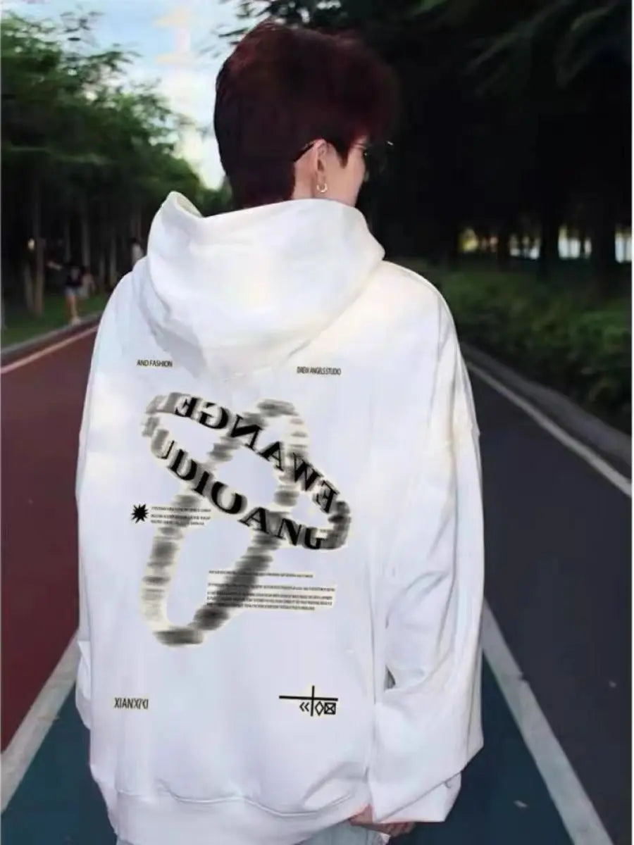 American Style Fleece Lined Hoodie Men's Trendy Streetwear Autumn New Arrival Youthful Cotton Polyester Long Sleeve Sweatshirt