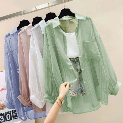 Clothing Women Cardigan Thin Coat 2026 Summer Large Size New Shirt Korean Temperament Windbreaker Female