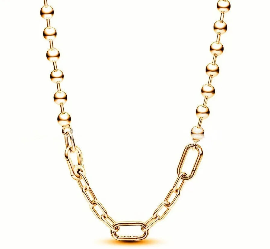 925 Sterling Silver Necklace, Elegant and Exquisite Jewelry, Mixed Beads, Daily Stackable Accessory, Gift for Ladies