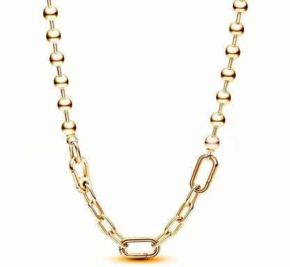 925 Sterling Silver Necklace, Elegant and Exquisite Jewelry, Mixed Beads, Daily Stackable Accessory, Gift for Ladies