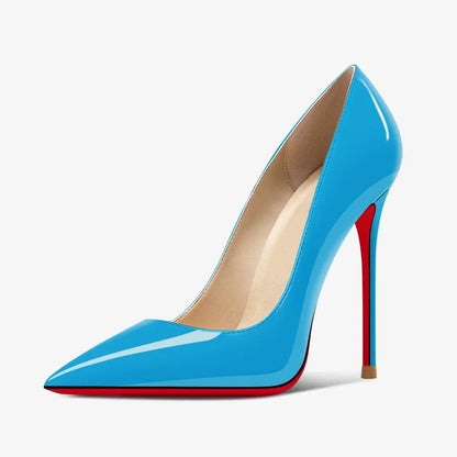 New 12cm pointed black high heels for women with slim heels, versatile and sexy, light mouth plus size single shoes 33-46