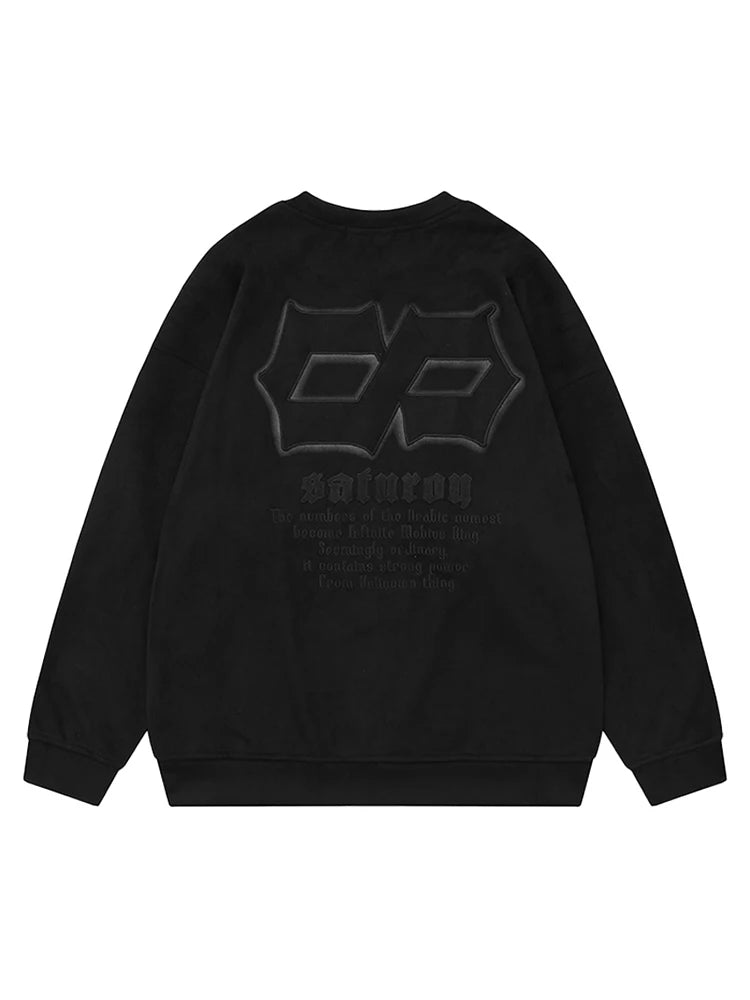 Trendy American Style Oversize Long Sleeve round Neck Sweatshirt Men's Spring Autumn Suede Velvet Embroidered Hoodie Casual Wear