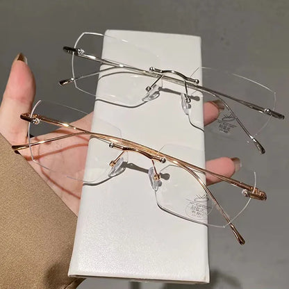 Y2K Anti Blue Light Blocking Glasses Fashion Transparent Square Frameless Eyeglass Square Rimless Glasses Light Clear Glasses