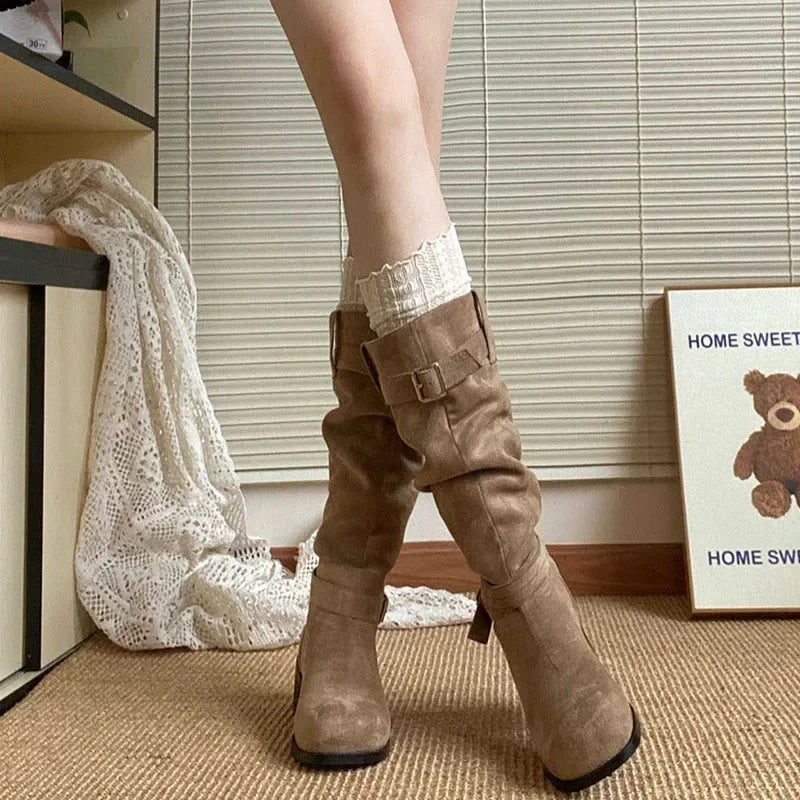 Retro pile boots Western cowboy boots Summer 2025 new high boots Spring and Autumn boots
