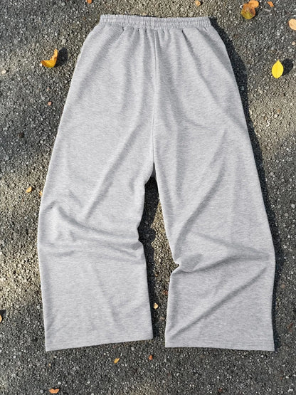 Men's Light Gray Wide Leg Sweatpants Spring Fall Loose Straight Leg Casual Trousers