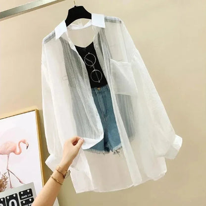 Clothing Women Cardigan Thin Coat 2026 Summer Large Size New Shirt Korean Temperament Windbreaker Female