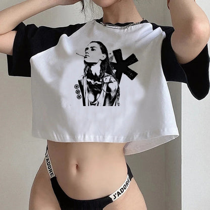 Y2k Tops streetwear  aesthetic fairycore crop top Woman cute aesthetic 90s cropped