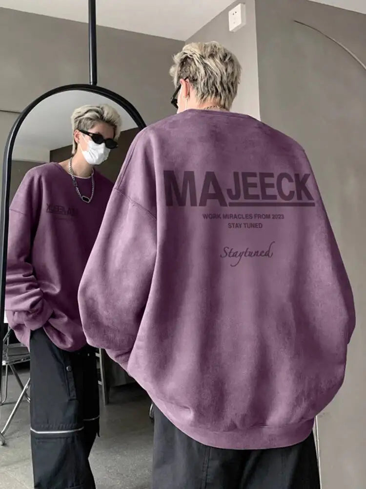 Autumn Winter Unisex Sweater Couple Long-Sleeve Sweatshirt Men Women Casual Letter Print Heavyweight Cotton Loose Versatile Top