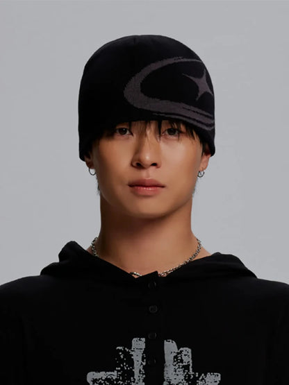 Women Beanie Korean Fashion Letter Jacquard Gothic Winter Warm Knit Vintage Y2k Hat Streetwear Wool Aesthetic Unisex Accessories