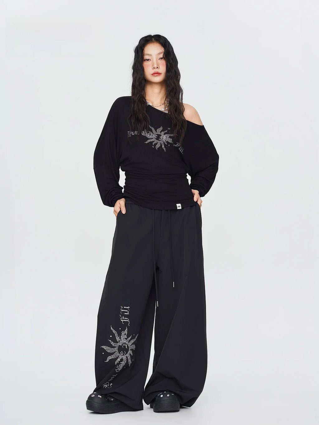 CBXLAB Galaxy Sparkle Series Street Dance Hip Hop Personality Sports Pants Jazz Sexy Top Women's Casual Sportswear Set
