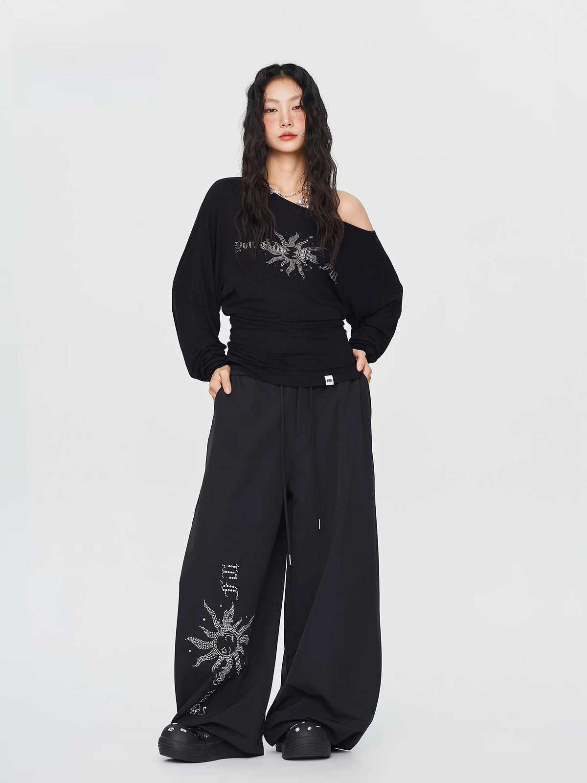 CBXLAB Galaxy Sparkle Series Street Dance Hip Hop Personality Sports Pants Jazz Sexy Top Women's Casual Sportswear Set