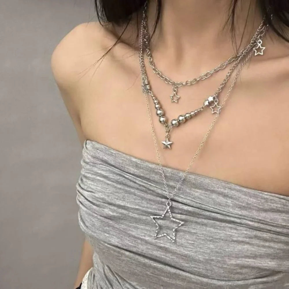 Clavicle Chain Necklace Fresh Women Multilayer Necklace Retro Necklace Retro For Hanging Out Campus Life Date