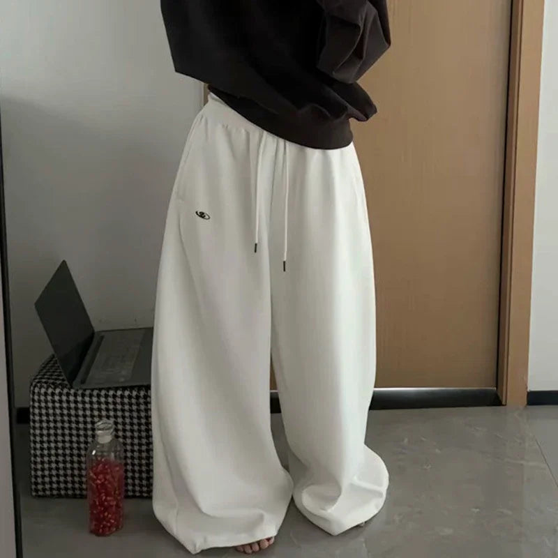 Y2K Vintage Baggy Sweatpants Women Autumn New Korean Loose Wide Leg Pants Streetwear Casual Zipper Fly Female Trousers 2025 New
