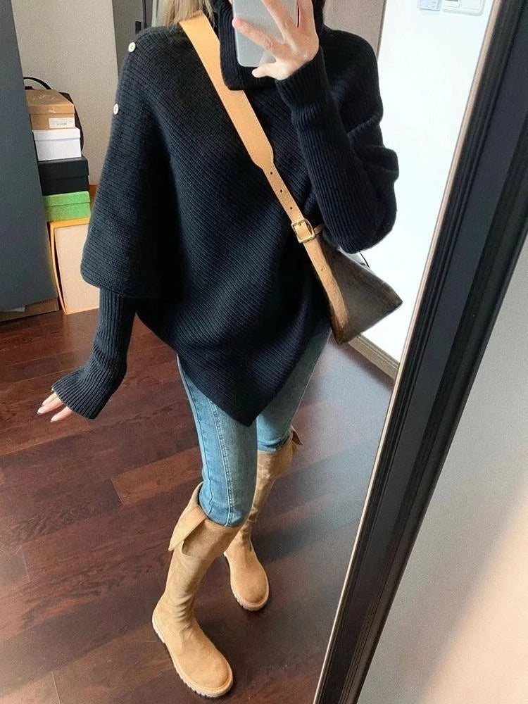 Y2k Streetwear Solid Casual Pullovers Sweaters Chic Subculture Sweaters 2000s Korean Fashion Slim Batwing Sleeve Autumn Jumpers