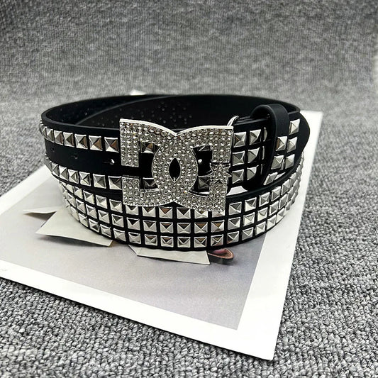Y2K Waist Belt Luxury Women's Rhinestone Punk Belt, Hot Girl Fashion Studded Leather Embellished Decor, Unique Style