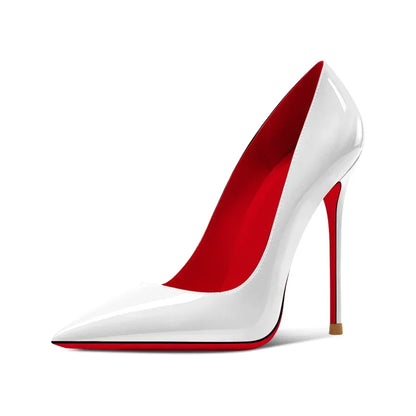 New 12cm pointed black high heels for women with slim heels, versatile and sexy, light mouth plus size single shoes 33-46