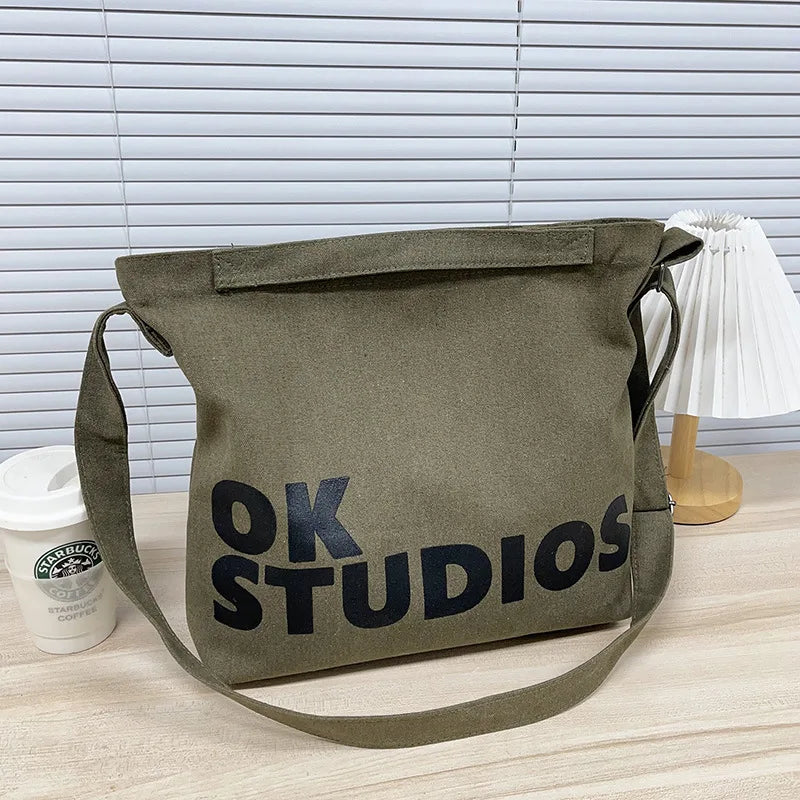 New Thickened Washed Canvas Bag, Korean Women Handbag Shoulder Bag, Large Capacity Women's Shopping Bags, Student School Bags