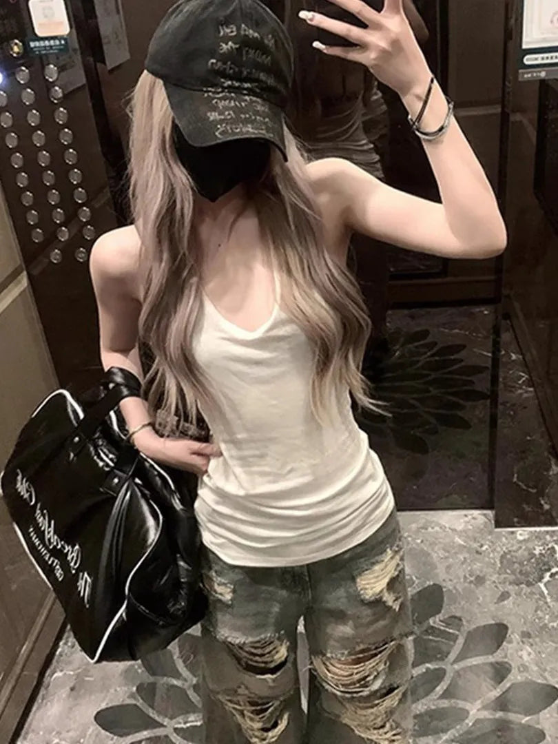 Retro Men's And Women's Summer Loose Straight Leg Jeans High Waist Distressed Vintage Style Casual High Waist Denim Pants