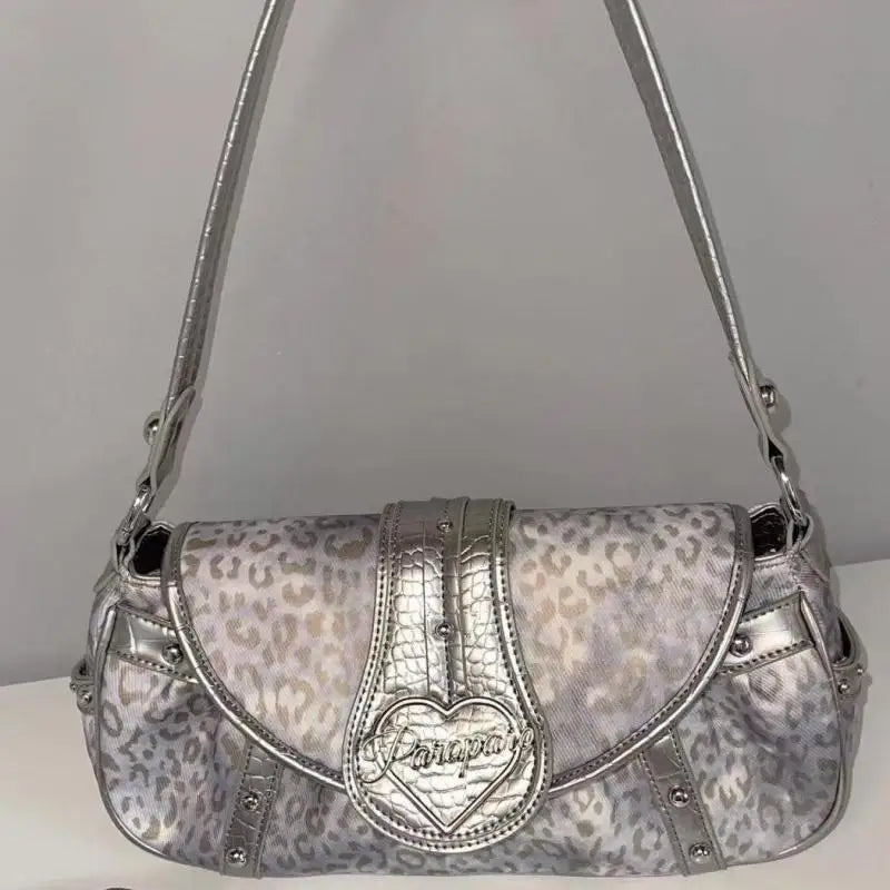 Y2k Bags For Women  New Arrive Retro Fashion Single Bag Korean Harajuku Shoulder Silver Underarm Bag Rivet Women's Handbags